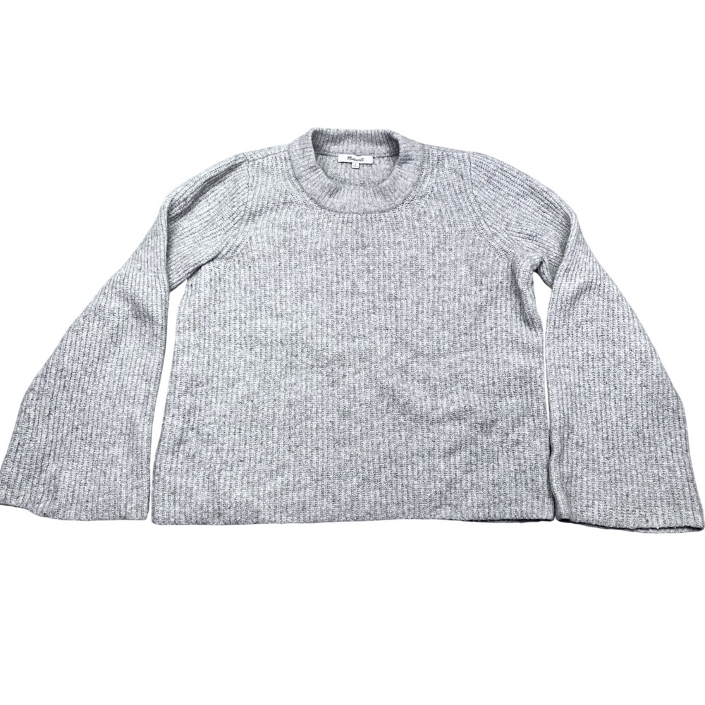 Madewell Bell-Sleeve Pullover Sweater Women's Knit Gray Merino Wool Blend Small